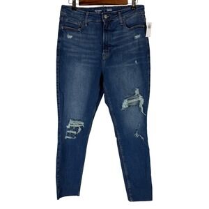 Old Navy Rockstar Women's 12 Super Skinny Extra High Rise Distressed Jeans NWT